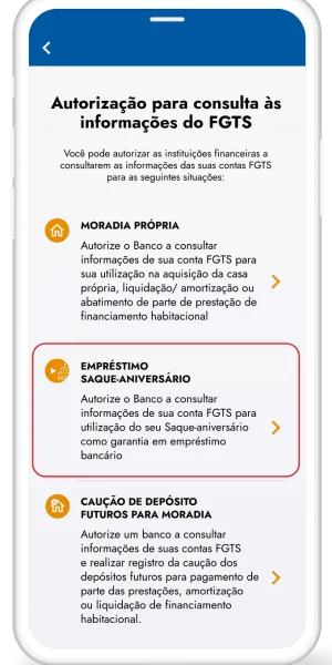 03: Clique na opção "Empréstimo saque aniversário".